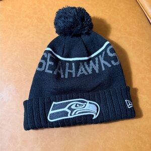 New Era Black & Gray Seattle Seahawks Pom Beanie